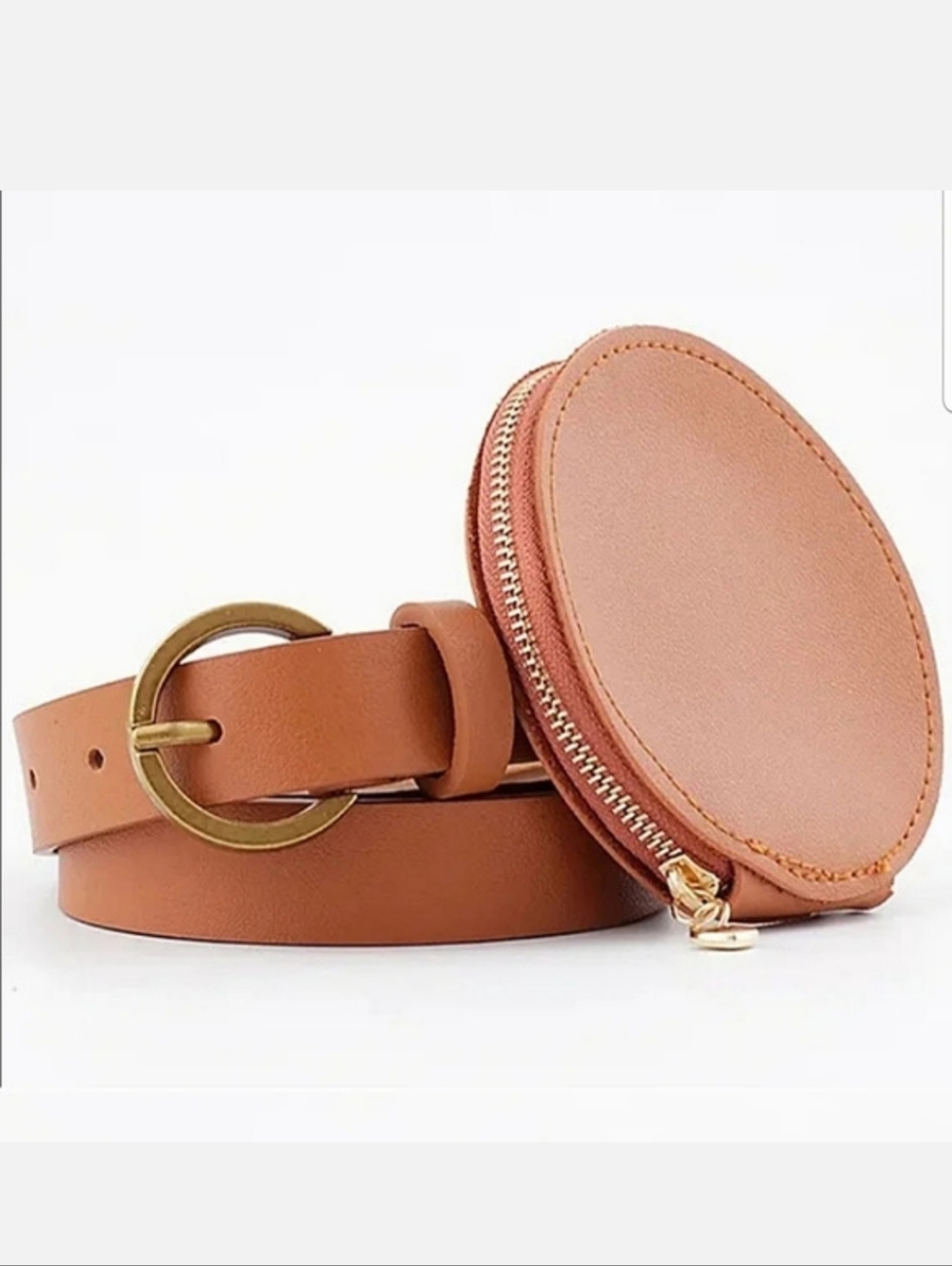 Brown Circle Coin Purse Belt Bag